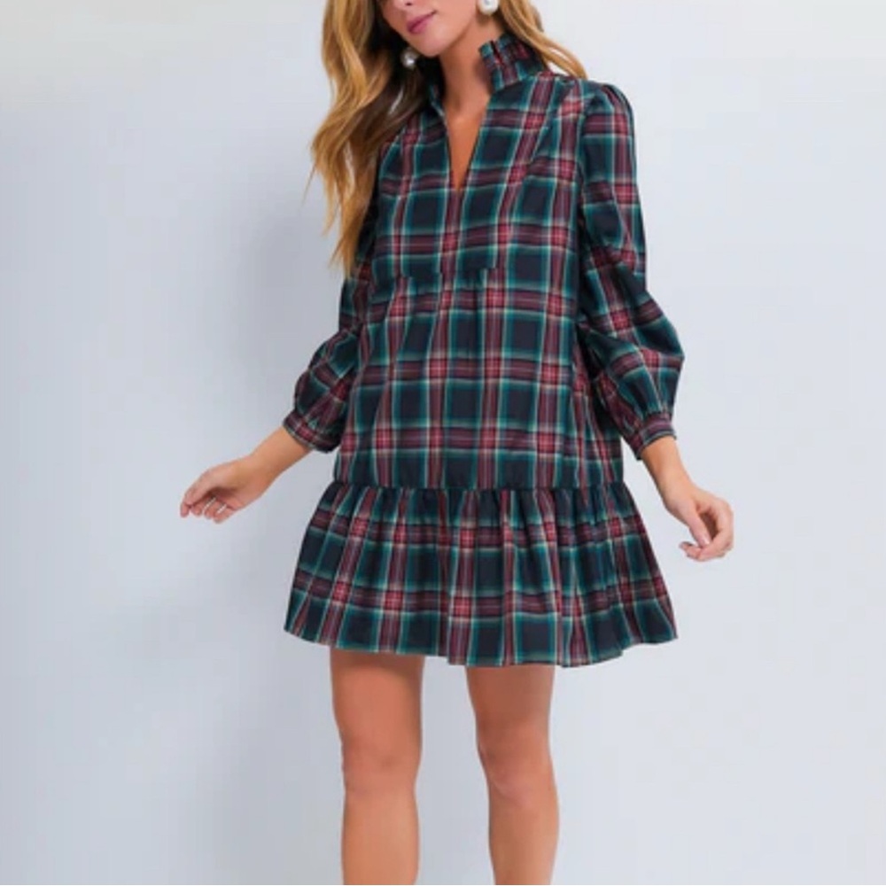 Tuckernuck Plaid Mini Dress - Green and Red